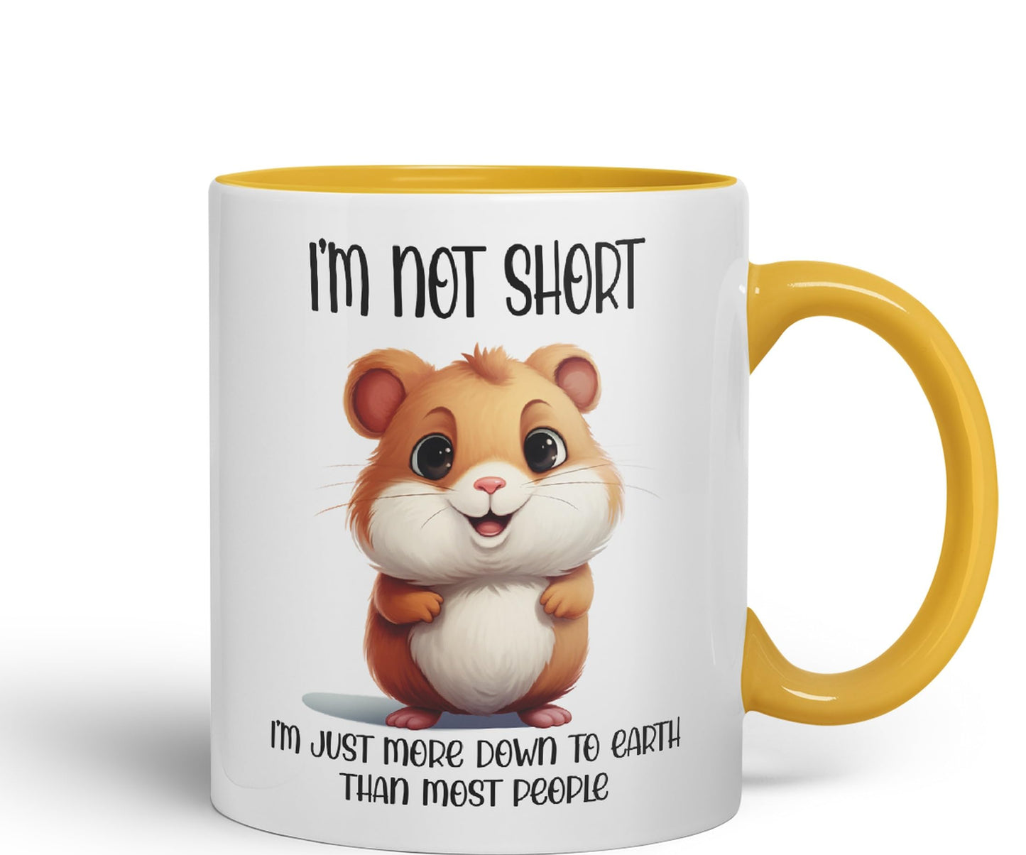 I'm Not Short, I'm just More Down to Earth Than Most People Hamster Joke sarkasm Sarcastic Ceramic Coloured Mug Cup for Tea Coffee Hot Brew 330ml 11Oz Gift