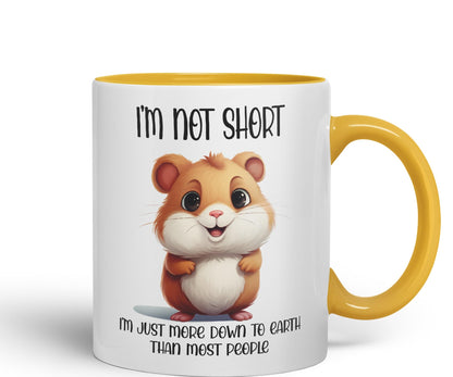 I'm Not Short, I'm just More Down to Earth Than Most People Hamster Joke sarkasm Sarcastic Ceramic Coloured Mug Cup for Tea Coffee Hot Brew 330ml 11Oz Gift