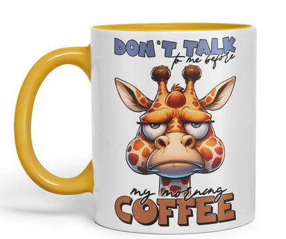 Vixar Don’t Talk to Me Before My Morning Coffee Giraffe Coloured Ceramic Mug Cup 11oz Funny Sarcastic Gift (Black)