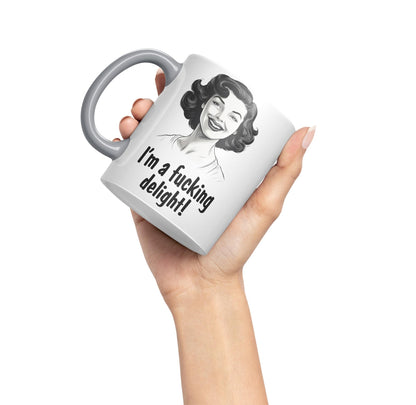 I'm a f.. Delight! Sarcastic Joke Ceramic Coloured Mug Cup for Tea Coffee Hot Brew 330ml 11Oz