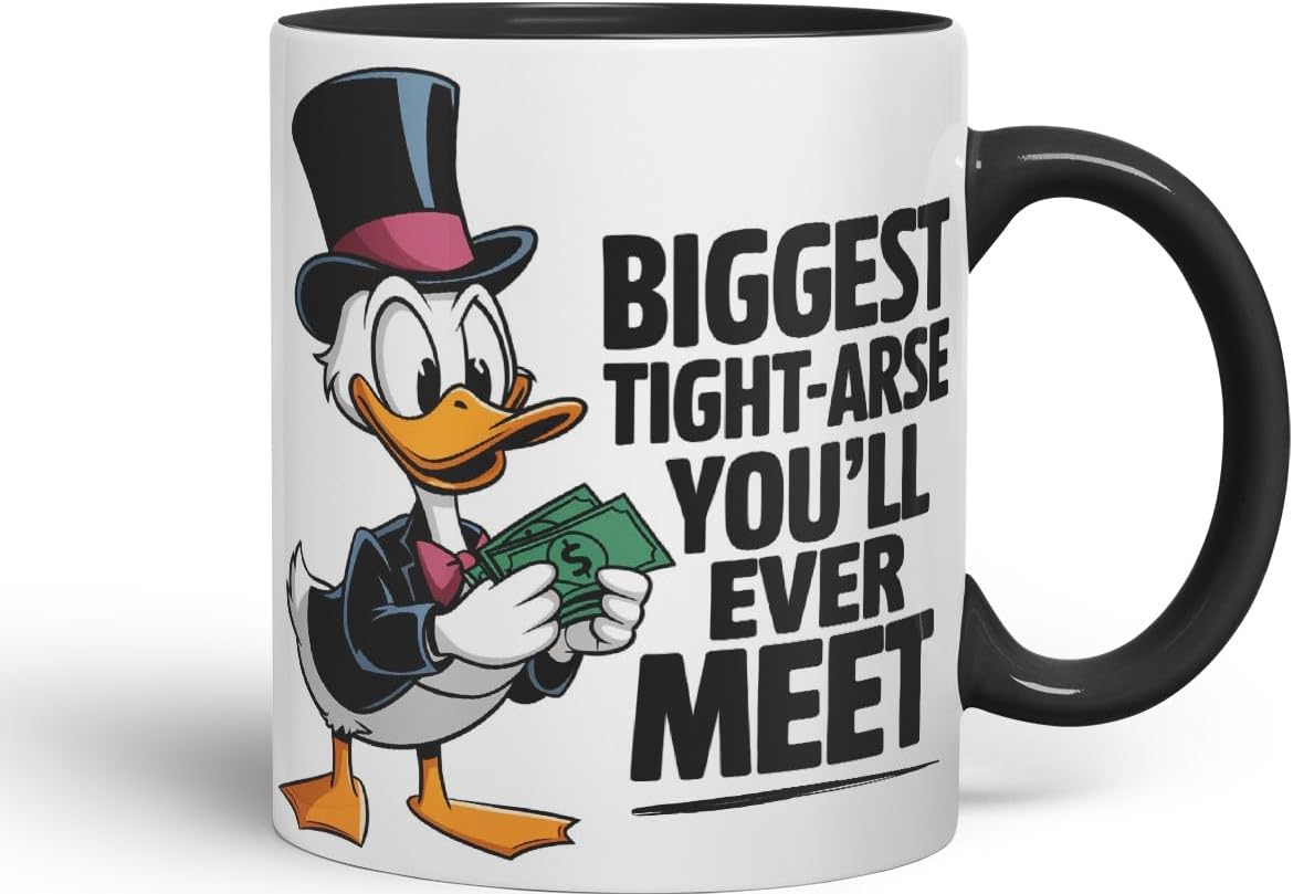 Vixar Biggest Tight-Arse You’ll Ever Meet Sarcastic Duck Coloured Ceramic Mug Cup Gift, 11oz (Black)