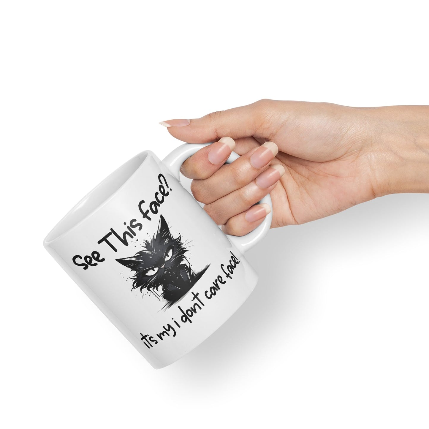 See This Face? Its My I Don't Care face! Cat Kitten Joke sarkasm Sarcastic Ceramic Coloured Mug Cup for Tea Coffee Hot Brew 330ml 11Oz Gift