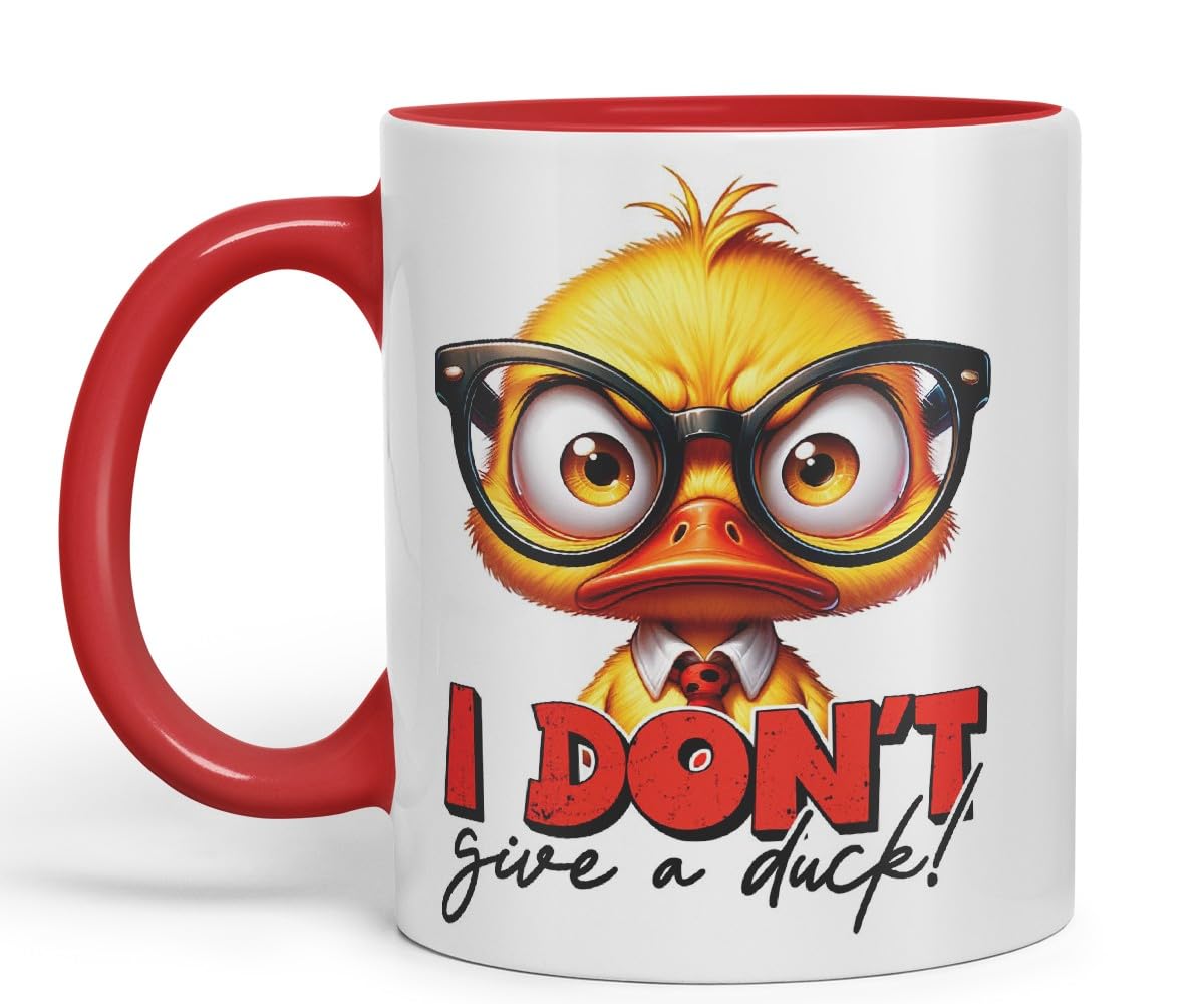 Vixar I Don’t Give a Duck! Coloured Ceramic Mug Cup 11oz Funny Sarcastic Gift (Black)