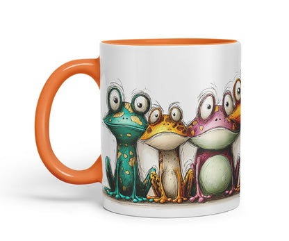 Vixar Funny Colourful Frog Friends Design – Cute raptile Character Mug for Animals Lovers, Coloured Mug Cup Gift, 11oz (Black)