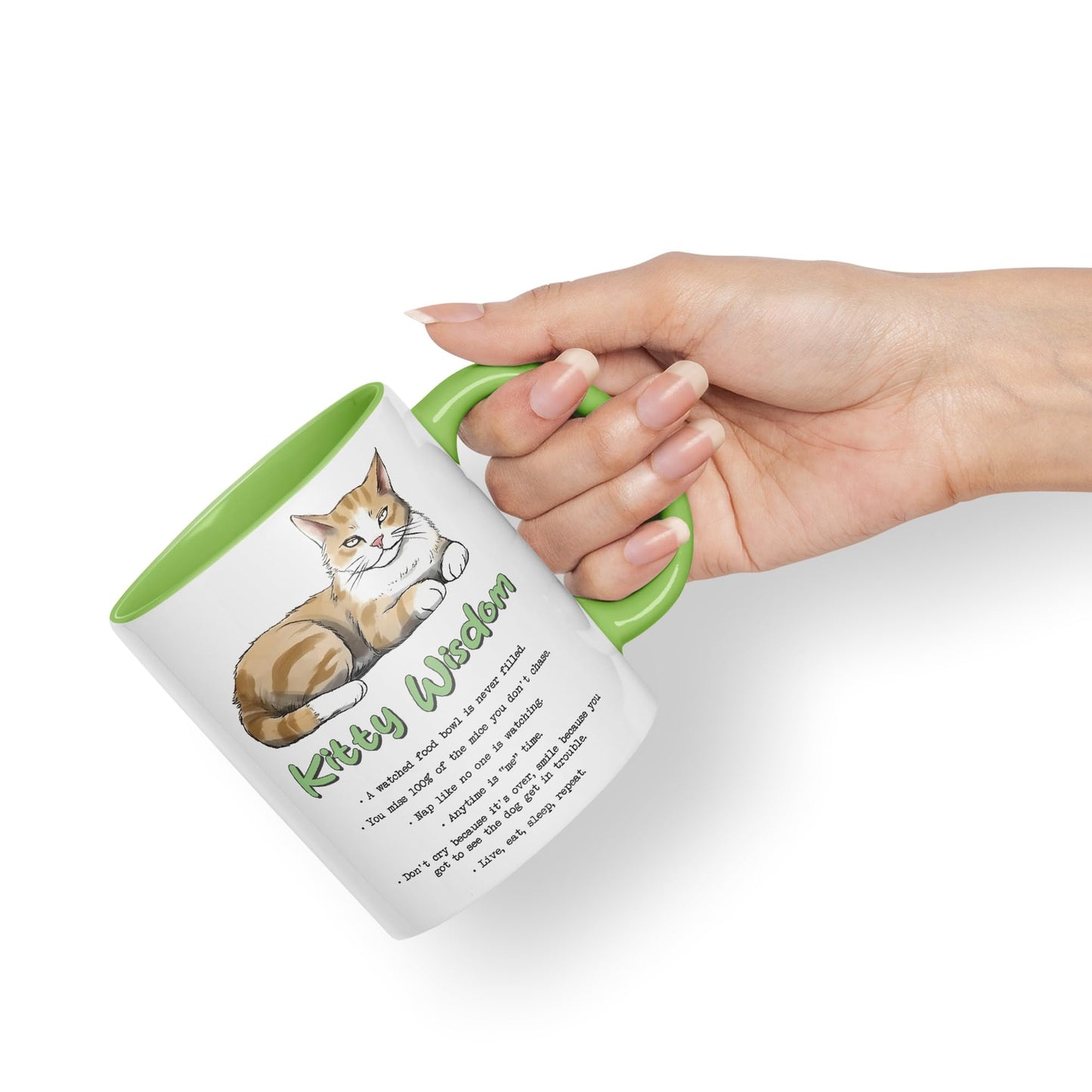 Kitty Wisdom a Watched Food… Live eat Sleep Repeat, cat Sarcastic Joke Ceramic Coloured Mug Cup for Tea Coffee Hot Brew 330ml 11Oz