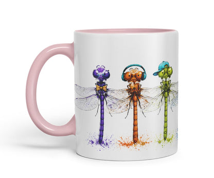 Vixar Dragonfly Mug – Cute Dragonfly Animal Coloured Ceramic Mug Cup Gift, 11oz (Black)