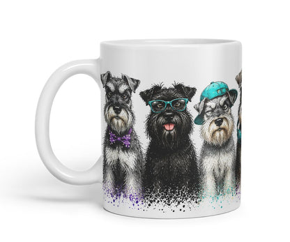 Vixar Schnauzer Dog Mug – Cute Schnauzer Coloured Ceramic Mug Cup Gift, 11oz (Black)