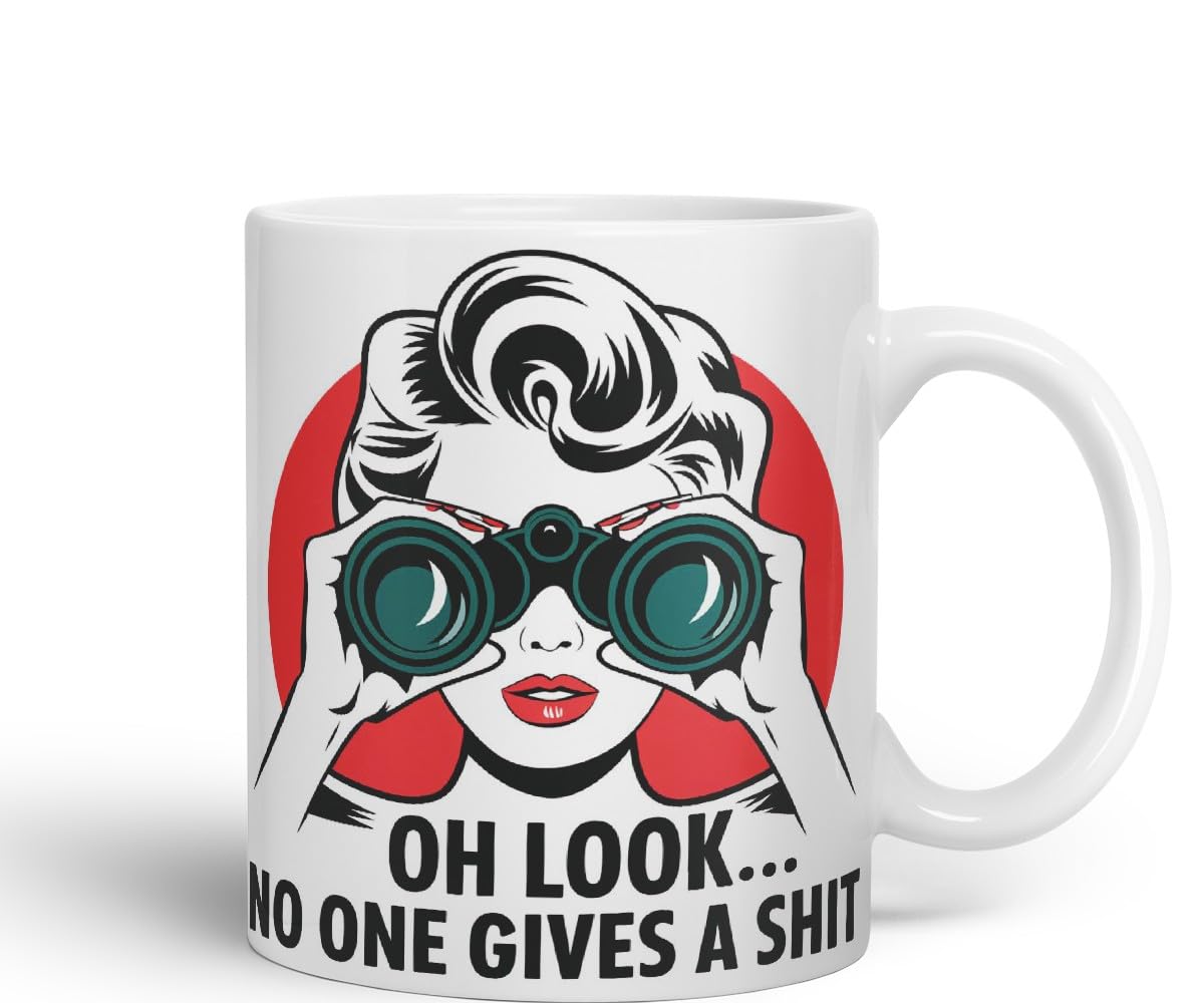 Vixar Oh Look… No One Gives a S** Sarcastic Cow Coloured Ceramic Mug Cup Gift, 11oz (Black)