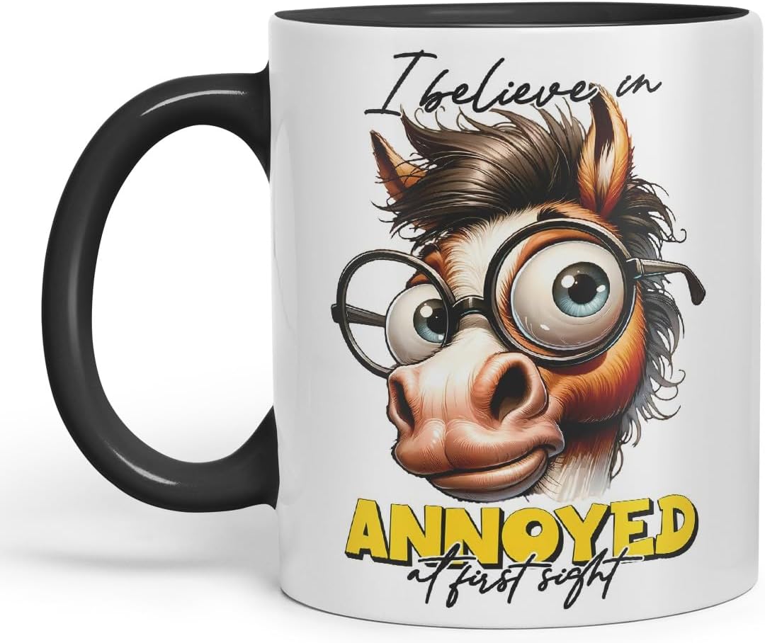 Vixar I Believe in Annoyed at First Sight Coloured Ceramic Mug Cup 11oz Funny Sarcastic Gift (Black)
