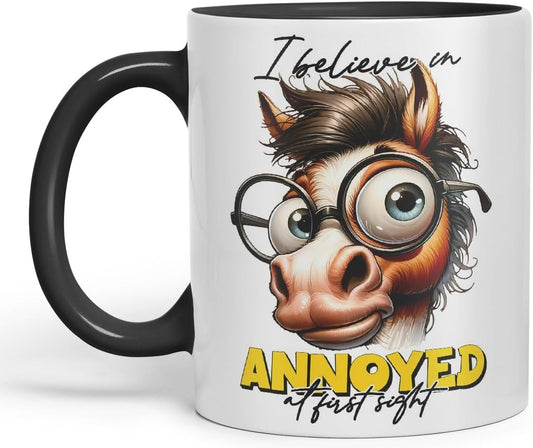 Vixar I Believe in Annoyed at First Sight Coloured Ceramic Mug Cup 11oz Funny Sarcastic Gift (Black)