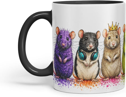 Vixar Rat Mug – Cute Rat Coloured Ceramic Mug Cup Gift, 11oz (Black)