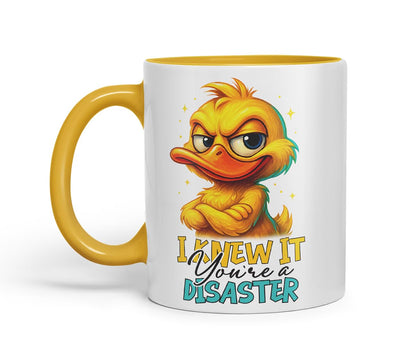 Vixar I Knew It You're A Disaster Funny Duck Mug – Coloured Ceramic Mug Cup Gift, 11oz (Black)