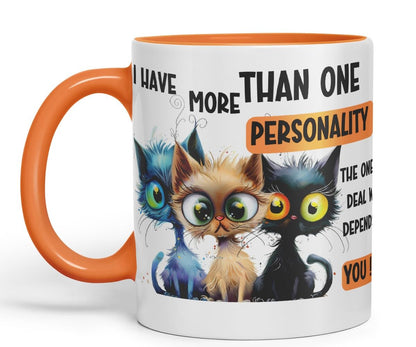 Vixar More Than One Personality Sarcastic Sarcastic Cats Coloured Ceramic Mug Cup Gift 11oz (Black)