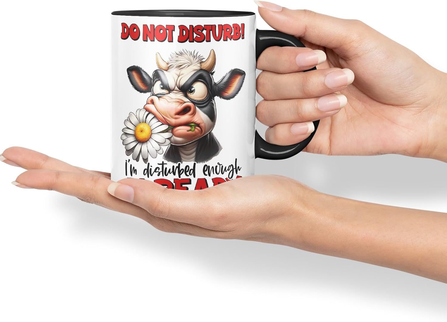 Vixar Do Not Disturb – I’m Disturbed Enough Already Coloured Ceramic Mug Cup 11oz Funny Sarcastic Gift (Black)
