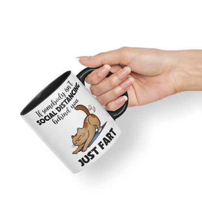 Vixar If Somebody Isn't Social Distancing Behind You Just Fart Cats Sarcastic Joke Ceramic Coloured Mug Cup for Tea Coffee Hot Brew 330ml 11oz
