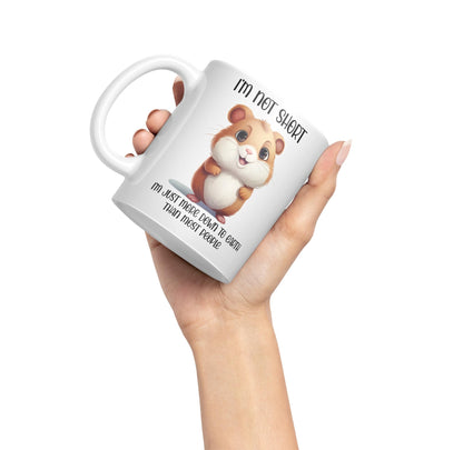 I'm Not Short, I'm just More Down to Earth Than Most People Hamster Joke sarkasm Sarcastic Ceramic Coloured Mug Cup for Tea Coffee Hot Brew 330ml 11Oz Gift