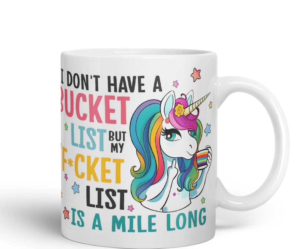 Vixar Bucket List: Coffee, Magic, Repeat – Funny Unicorn Coloured Mug Cup 11oz (Black)