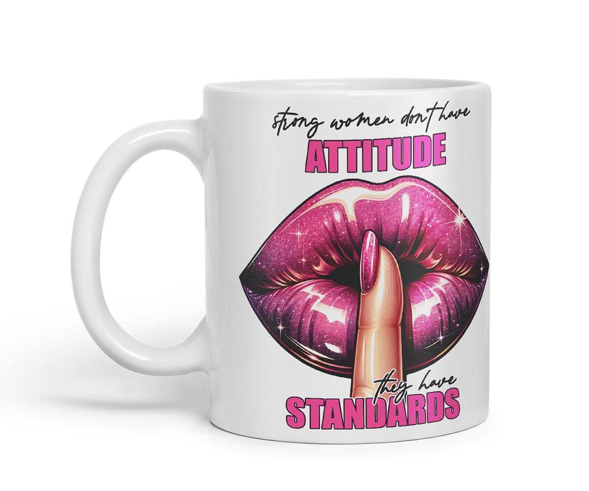 Vixar Strong Women Standards Mug – Coloured Ceramic Mug Cup Gift, 11oz (Black)