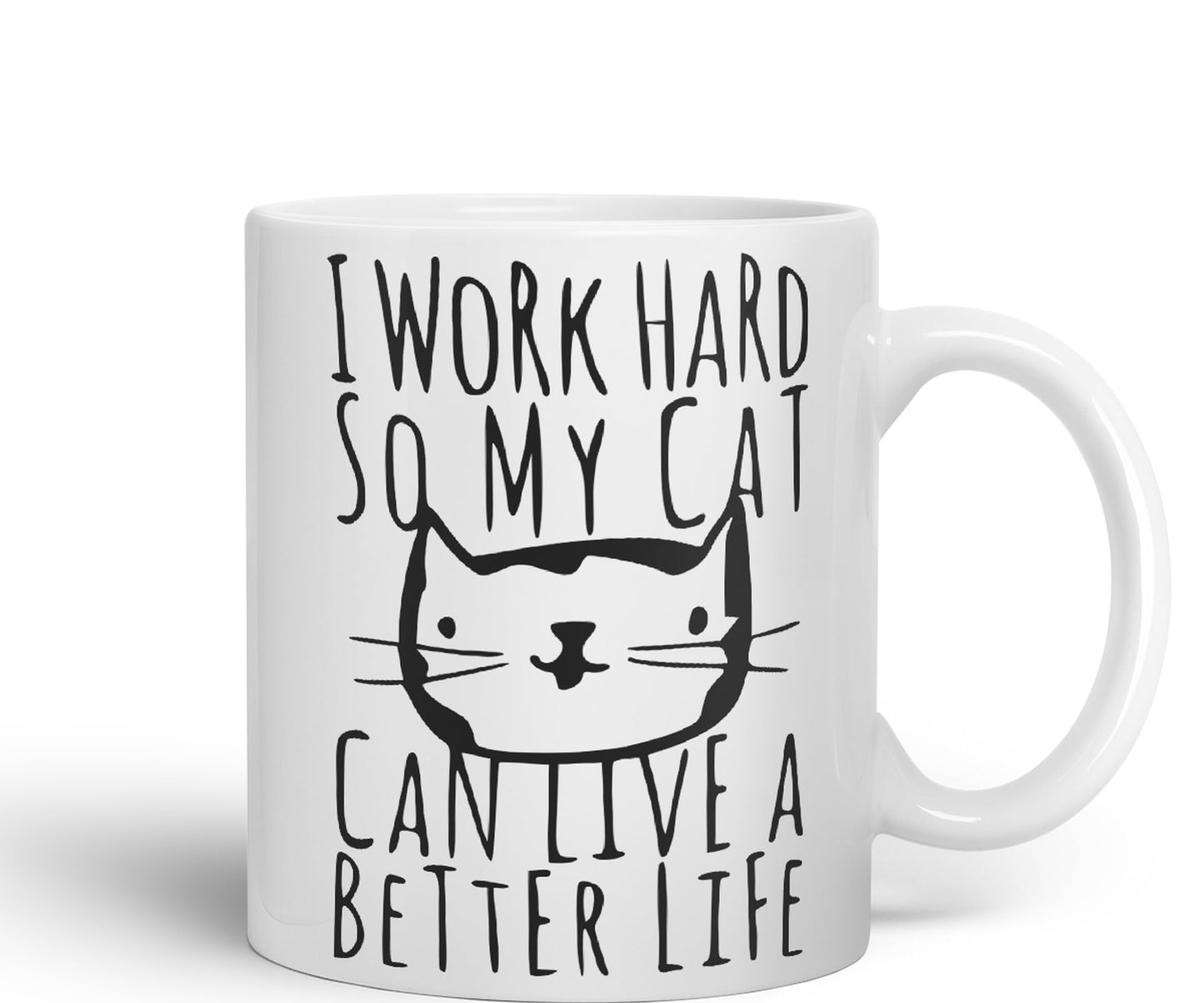 Vixar I Work Hard So My Cat Can Live A Better Life Cat Kitten Ceramic 330 ml Coloured Mug Cup Gift Tea Coffee Christmas Office Home Joke