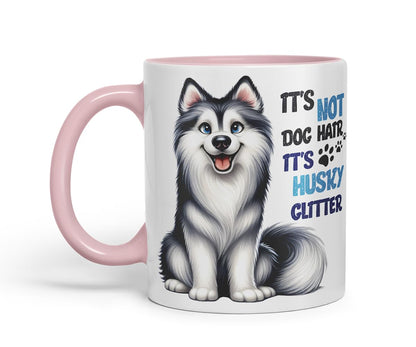 Vixar It’s Not Dog Hair It’s Husky Glitter Dog Mug – Coloured Ceramic Mug Cup Gift, 11oz (Black)