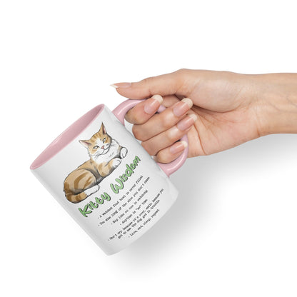 Kitty Wisdom a Watched Food… Live eat Sleep Repeat, cat Sarcastic Joke Ceramic Coloured Mug Cup for Tea Coffee Hot Brew 330ml 11Oz