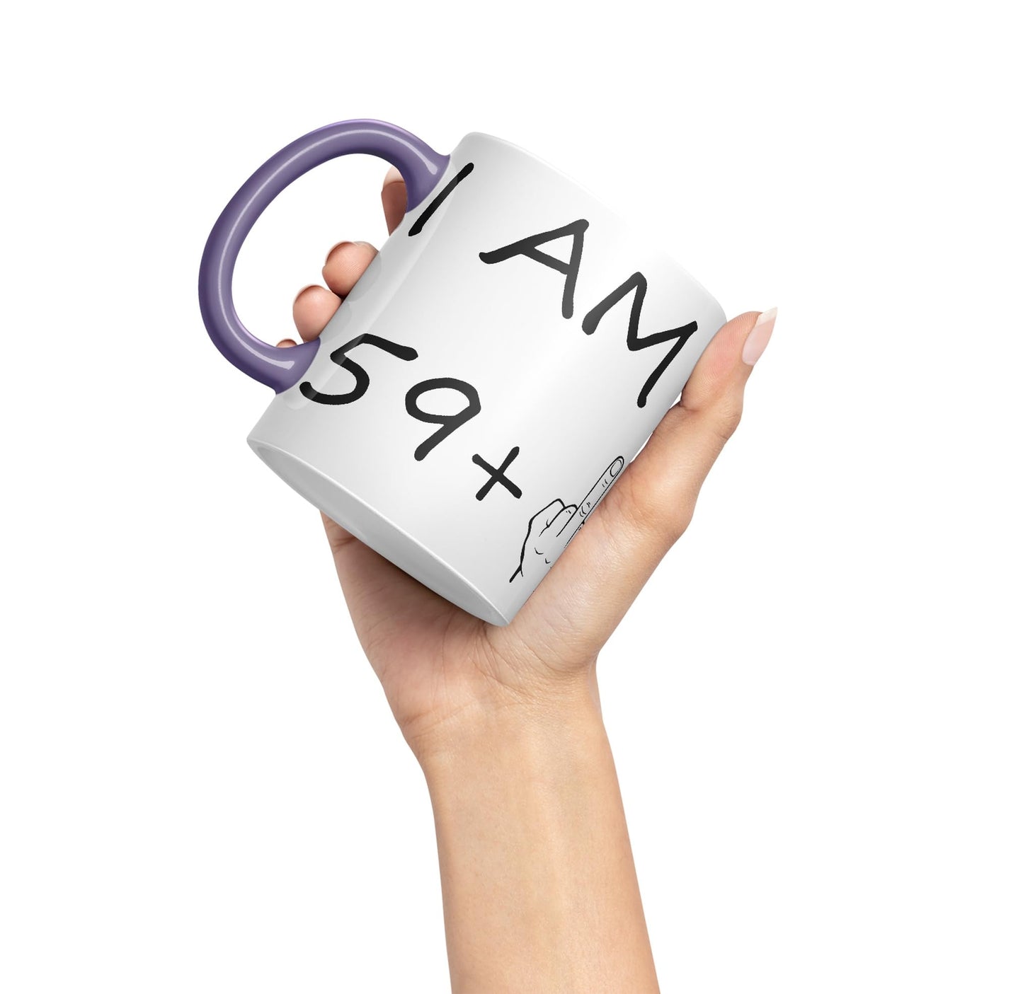Vixar I am 59 + 1 Man Male Hand Ceramic 330 ml, 11oz Coloured Mug Cup Gift Coffee Tea Happy Birthday Turning 60 Years Old as a Joke Celebration 60th Birthday Gift idea