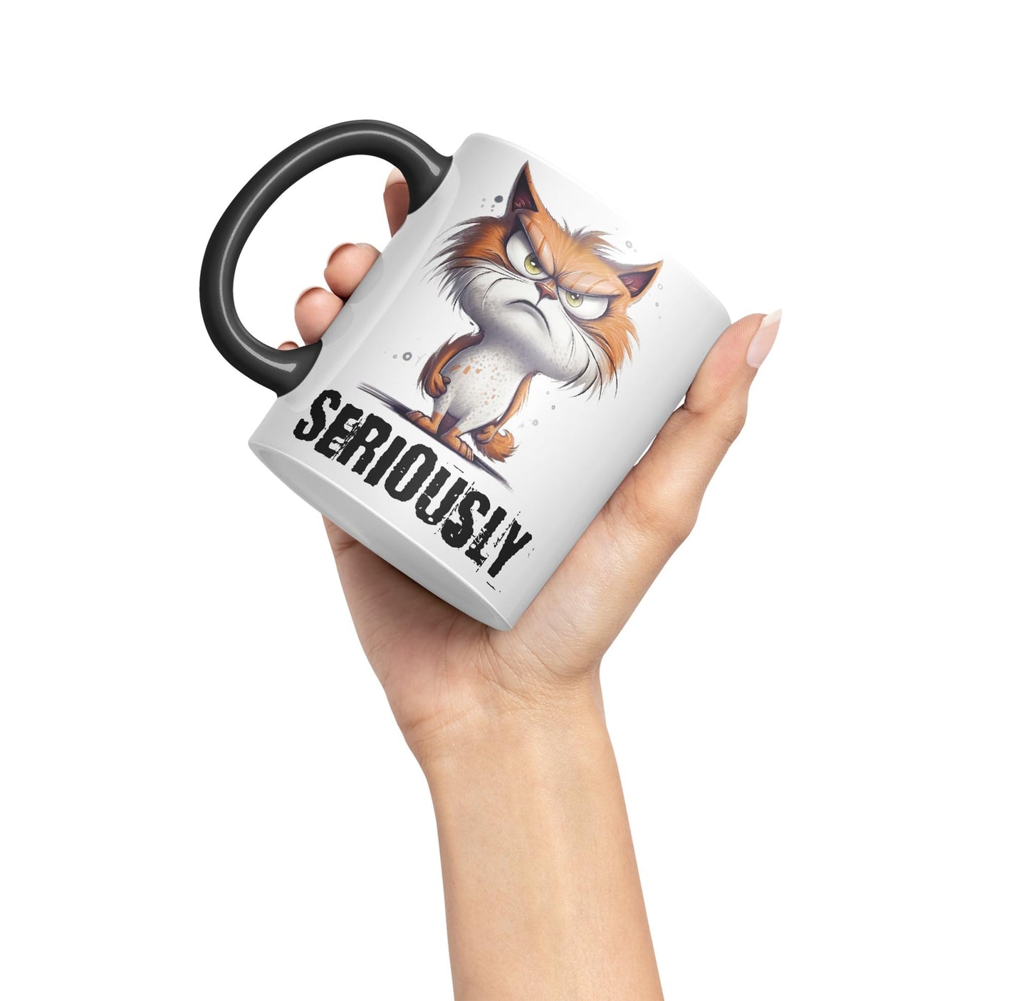 Cat Seriously kittten Joke sarkasm Sarcastic Ceramic Coloured Mug Cup for Tea Coffee Hot Brew 330ml 11Oz Gift