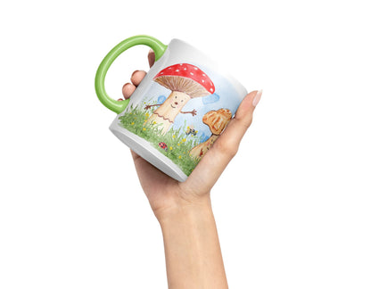 Vixar Mushrooms Red Wild Watercolour Art Coloured Mug Cup Gift Birthday Work Office Tea Coffee