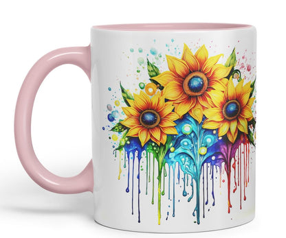 Vixar Sunflower Sunny Day Mug Coloured Ceramic Mug Cup Gift, 11oz (Gold Yellow)