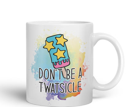 Don't be a Twatsicle Ice Sarcastic Joke Ceramic Coloured Mug Cup for Tea Coffee Hot Brew 330ml 11Oz