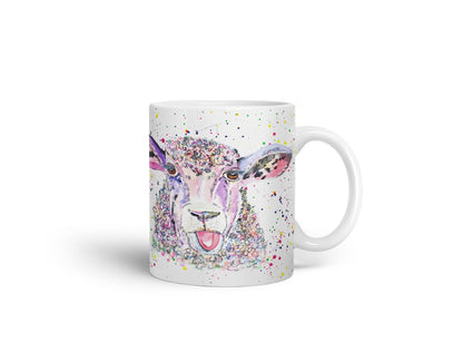 Vixar Sheep Eve Farm Animals Watercolour Art Coloured Mug Cup Gift Birthday Work Office Tea Coffee