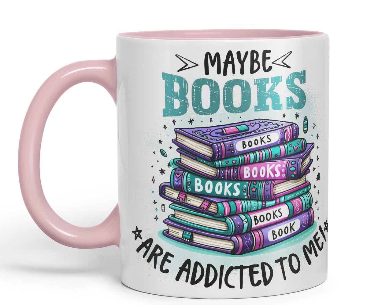 Vixar Maybe Books are Addicted to Me Funny Book Lover Coloured Mug Cup 11oz (Dark Green)
