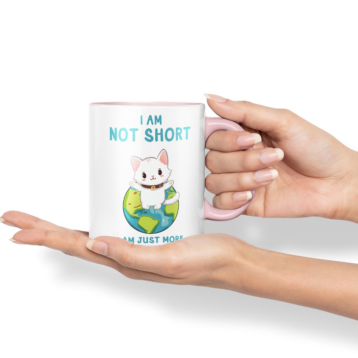 Vixar I am not Short Cats Sarcastic Joke Ceramic Coloured Mug Cup for Tea Coffee Hot Brew 330ml 11oz