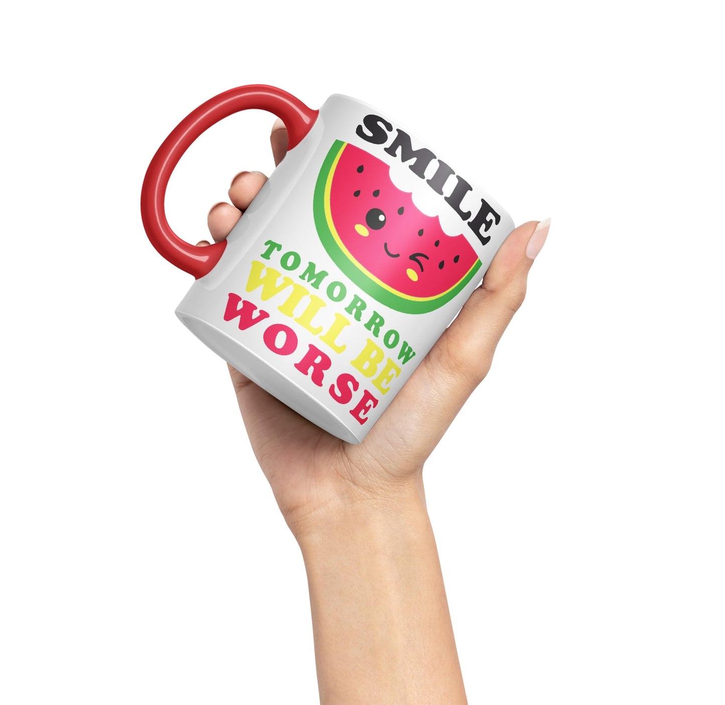Vixar Smile Tomorrow Will be Worse Joke Ceramic Coloured Mug Cup Gift Tea Coffee Christmas Office Home Work