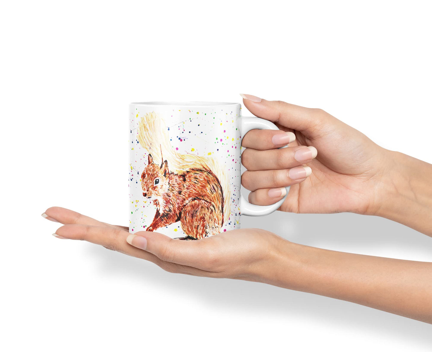 Vixar Squirrel Wildlife Natural Animals Watercolour Art Coloured Mug Cup Gift Birthday Work Office Tea Coffee