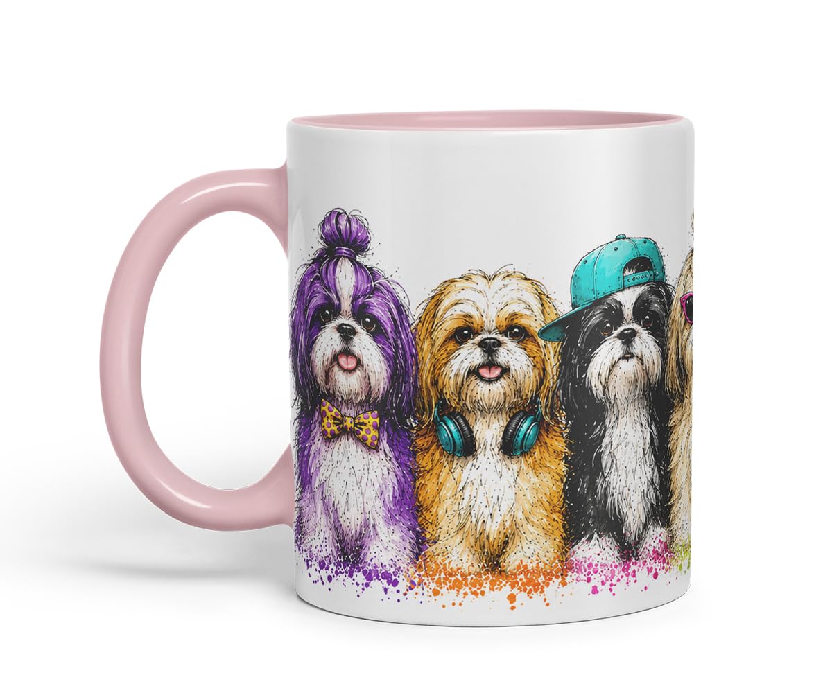 Vixar Shih Tzu Dog Mug – Cute Shih Tzu Coloured Ceramic Mug Cup Gift, 11oz (Black)