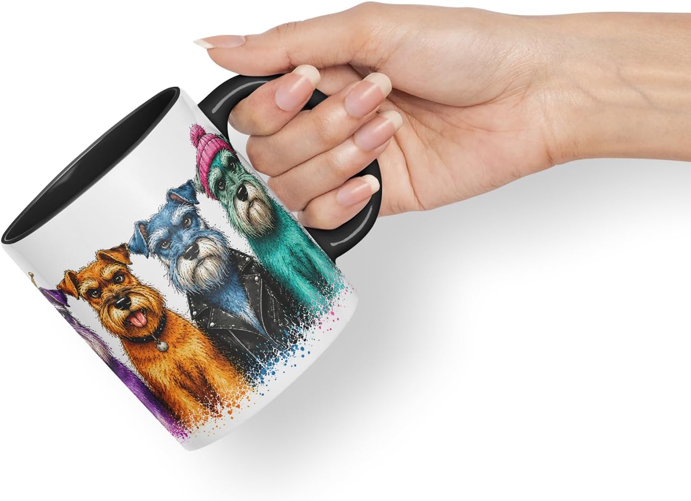 Vixar Schnauzer Dog Mug – Cute Schnauzer Coloured Ceramic Mug Cup Gift, 11oz (Black)