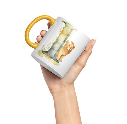 Letter I mug, Animals Alphabet Letter I Monogram animal for kids Ceramic Coloured Mug Cup for Tea Coffee Hot brew 330ml 11Oz Gift