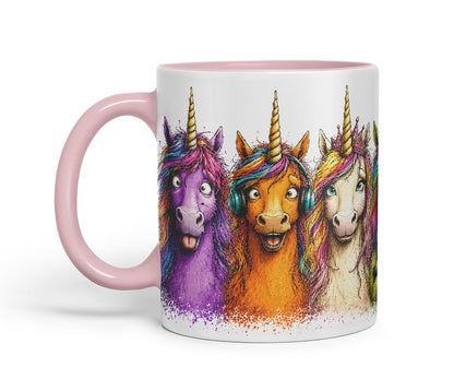 Unicorns Mug – Cute Unicorns Coloured Ceramic Mug Cup Gift, 11oz (Black)