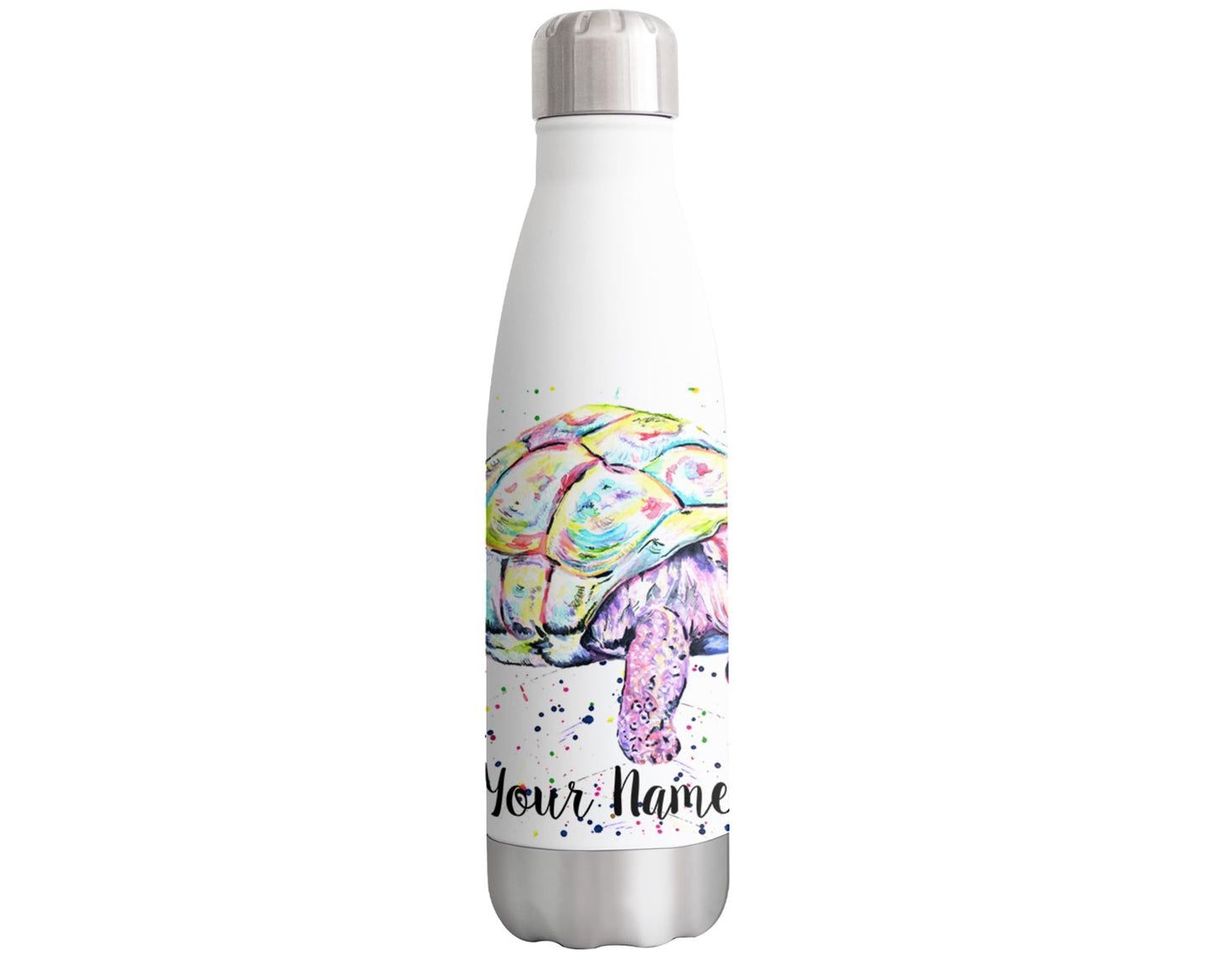 Vixar Tortoise Personalised Custom Bottle with your Text/name Watercolour tortle sea Animals Bottle Double Wall Insulated Stainless Steel Sport Drinks 500ml