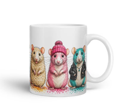 Vixar Rat Mug – Cute Rat Coloured Ceramic Mug Cup Gift, 11oz (Black)