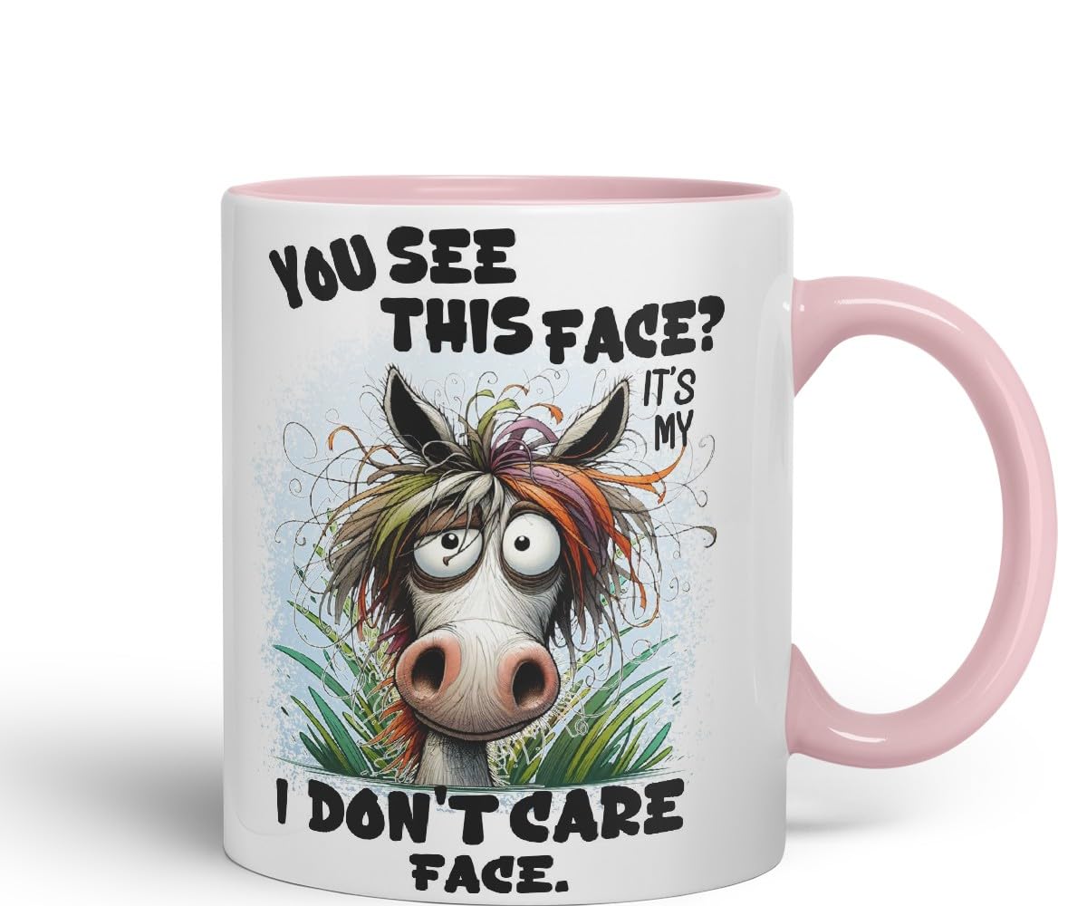 Vixar You See This Face It’s My I Don’t Care Face Funny Highland Cow Coloured Mug Cup 11oz (Black)