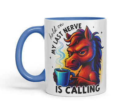 Vixar Hold On My Last Nerve is Calling Funny Horse Coffee Mug – Coloured Ceramic Mug Cup Gift, 11oz (Black)