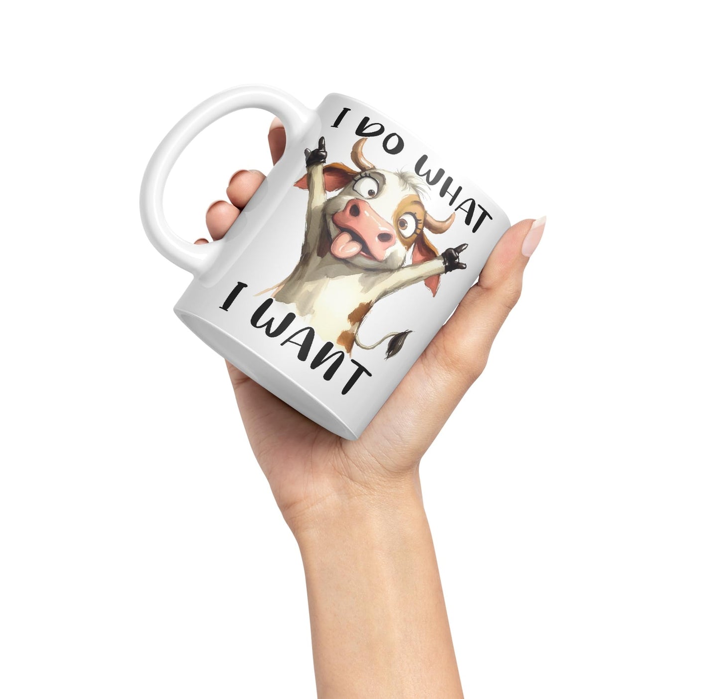 I Do What, I Want Cow Joke sarkasm Sarcastic Ceramic Coloured Mug Cup for Tea Coffee Hot Brew 330ml 11Oz Gift