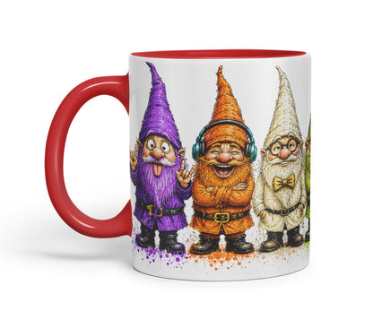 Funny Gnome Mug – Cute Gnome Coloured Ceramic Mug Cup Gift, 11oz (Black)