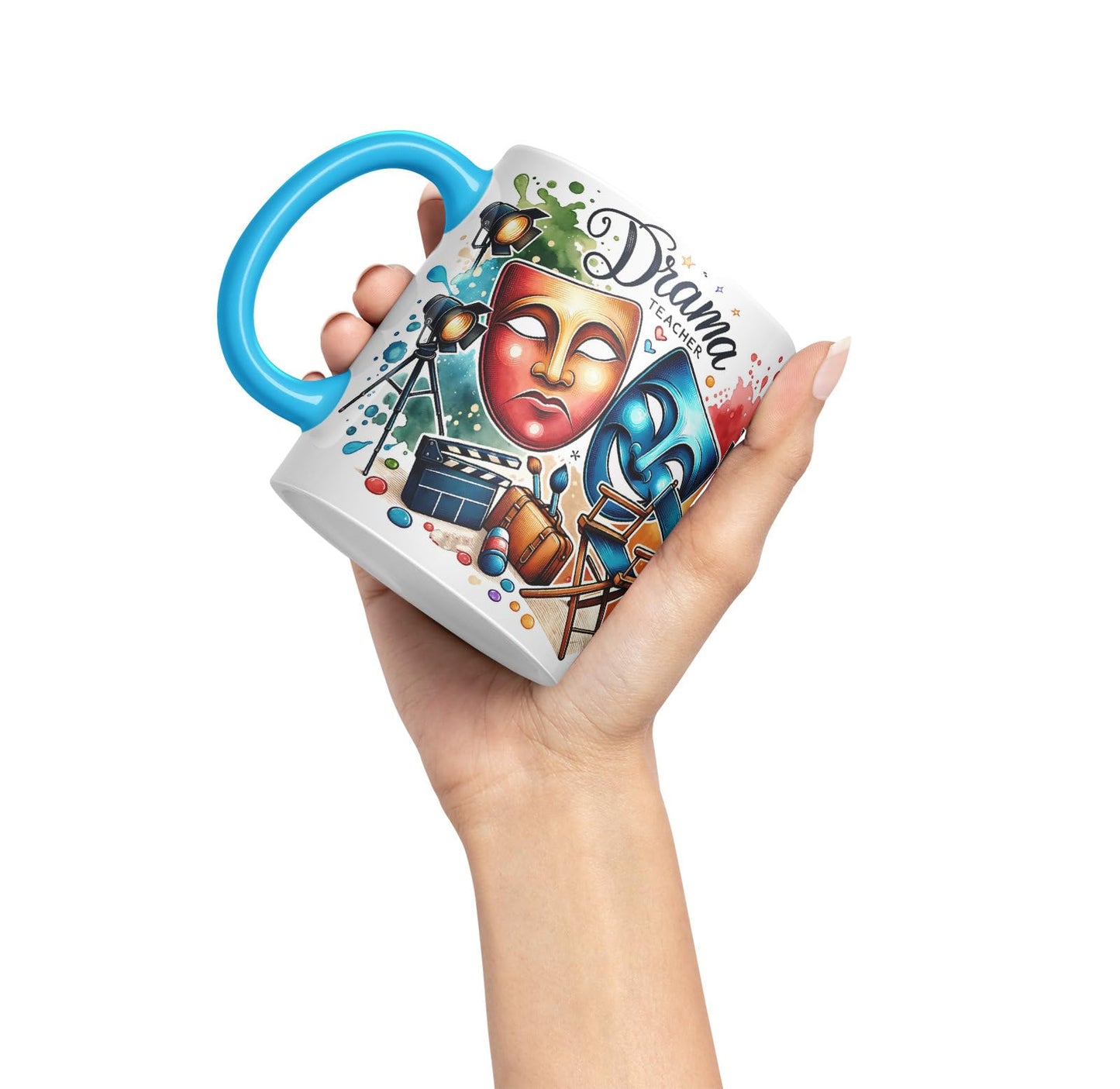 Vixar Drama Teacher Mug Thank You, End of School Gift Ceramic Coloured Mug Cup for Tea Coffee Hot Brew 330ml 11Oz Gift