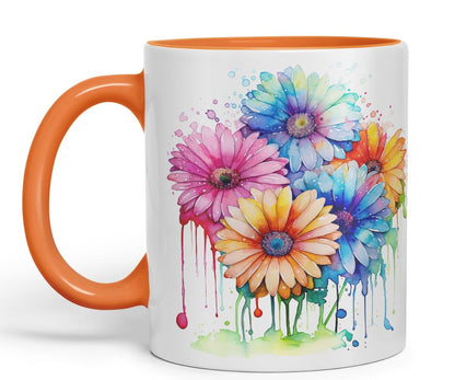 Vixar Gerbera Daisy Bright Bloom Mug Coloured Ceramic Mug Cup Gift, 11oz (C Blue)