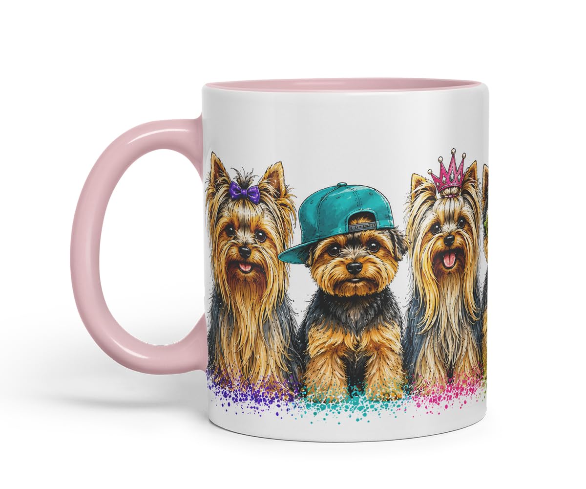Vixar Yorkie Dog Mug – Cute Yorkshire Terrier Coloured Ceramic Mug Cup Gift, 11oz (Black)