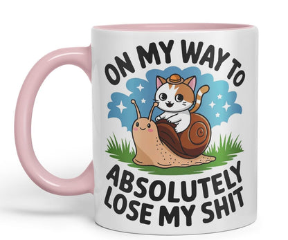 Vixar On My Way to Absolutely Lose My ** Sarcastic cat snailColoured Ceramic Mug Cup Gift, 11oz (Black)