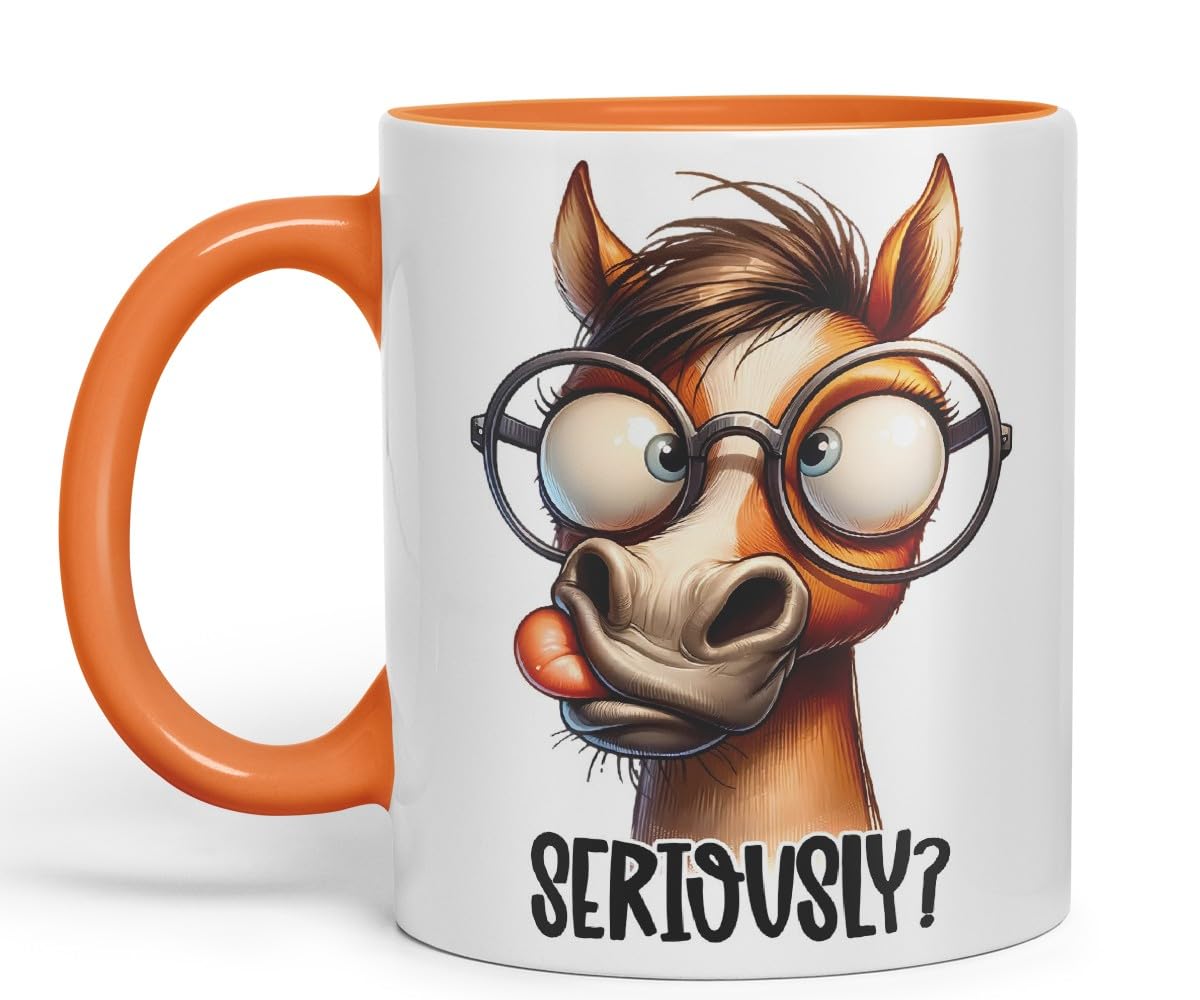 Vixar Seriously? Coloured Ceramic Mug Cup 11oz Funny Sarcastic Gift (Black)